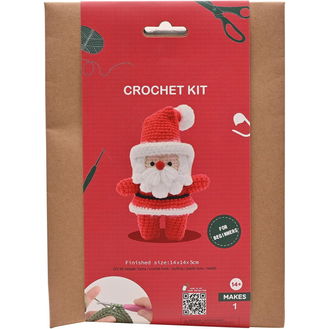 Make Your Own Christmas Santa Crochet Kit (25x18x8cm) (14+ YRS)