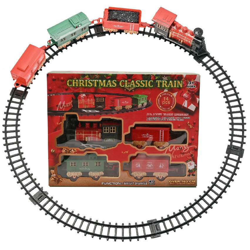 Christmas Classic Train Set 14 Pces B/Op over 163cm Track (205x270x50mm) (3+ YRS) (NEW)