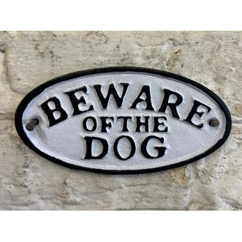 Cast Iron Plaque: Beware of the Dog (9 x 17 x 0.5cm) (NEW)