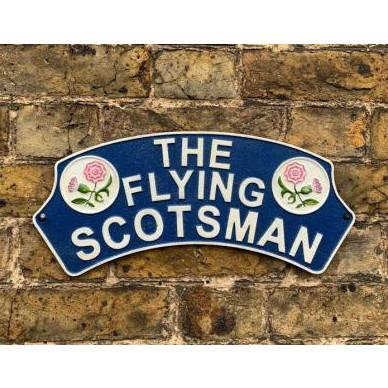 (HIDDEN) Cast Iron Plaque: The Flying Scotsman "Thistle" (40 x 17 x 0.7cm)