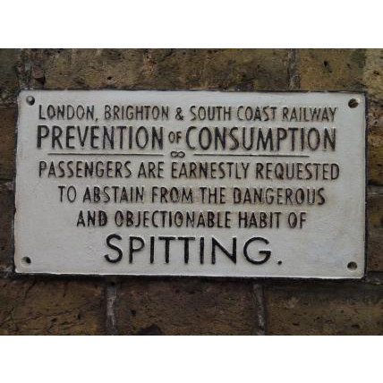 Cast Iron Plaque: L.B.& S.C.R. Prevention of Consumption - Spitting (30 x 16 x 0.8cm)
