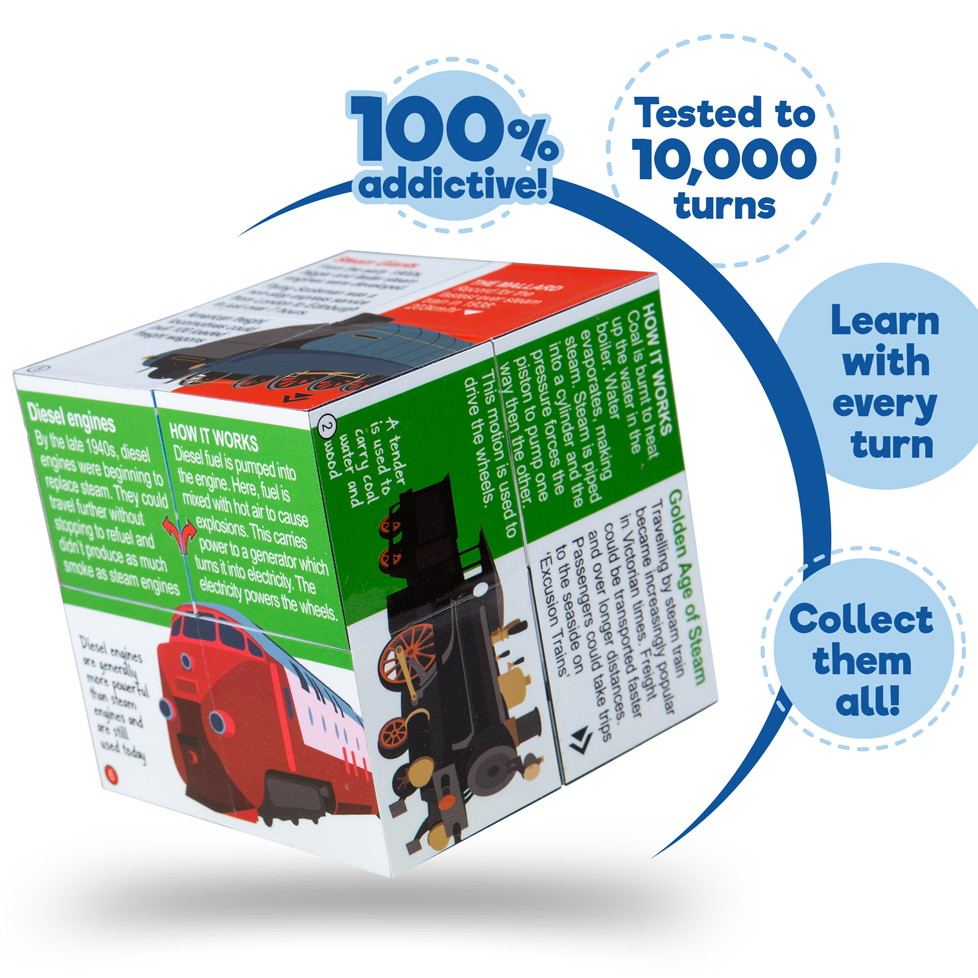 Zoobookoo History of Railways Fold-Out Cube (6x6x6cm) (5+ YRS) (SPECIAL OFFER) - SAVE 50% !!
