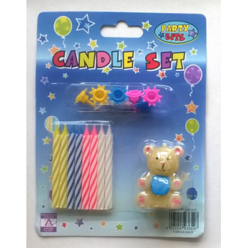 Cake Decorations - Teddy Candle (blister card) (E.O.L.) - SAVE 50% ++ !!