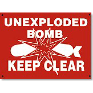 (Hidden) Enamel Fridge Magnet: Unexploded Bomb - Keep Clear
